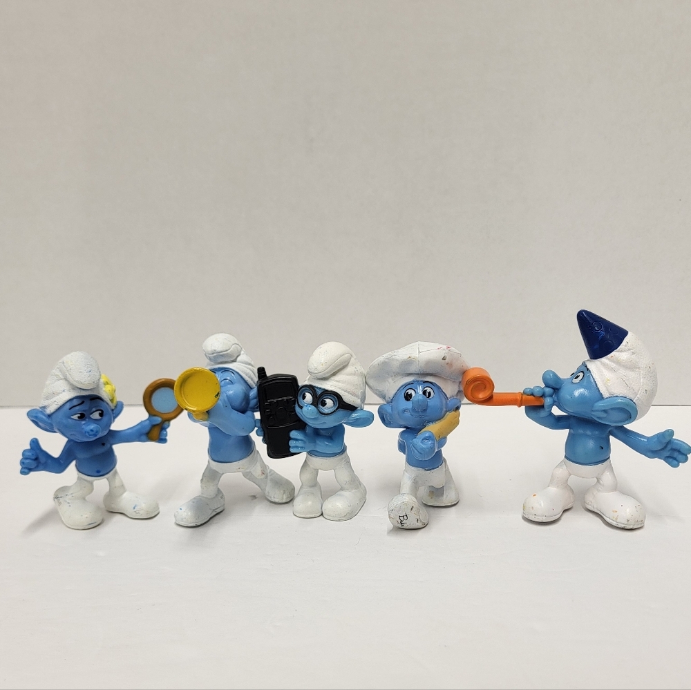 2011 & 2013 Smurfs Figures Lot of 5 McDonald's Happy Meal Toy. 3” Toys Smurfs